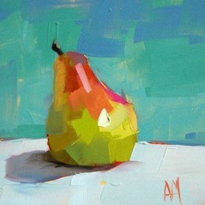 Still life painting of pear
