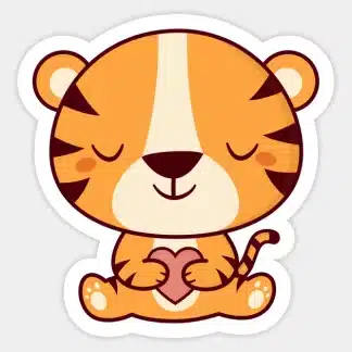 cute tiger holding a heart