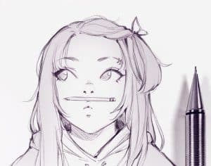 anime portrait drawing frontal