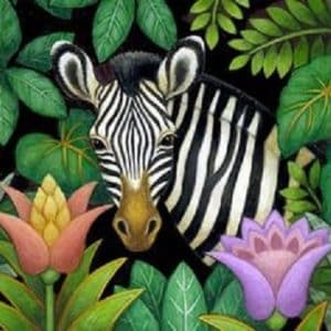 jungle portrait in pastel zebra