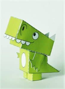Green paper dinosaur sculpture
