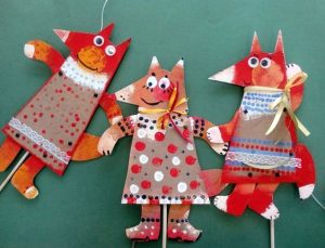 Fox stick puppets