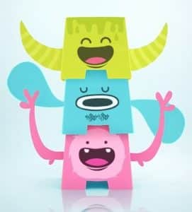 paper sculpture monster stack of 3