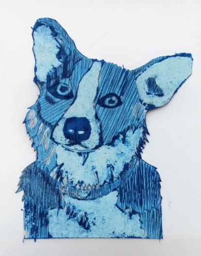 Corgi collagragh print in blue