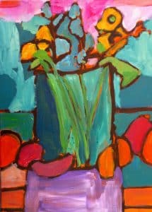Still life painting in acrylics
