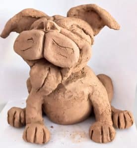 Clay dog sculpture british bulldog