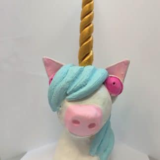 Clay sculpture of unicorn's head