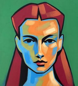 Portrait painting high contrast stylised