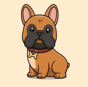 cute cartoon french bulldog