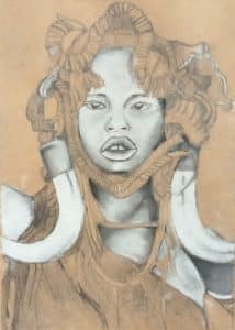 Portrait African drawing pencil, pastel