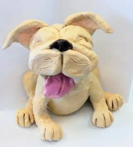 Dog sculpture clay & acrylic paint