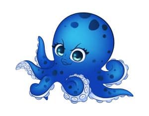 Cute blue octopus cartoon