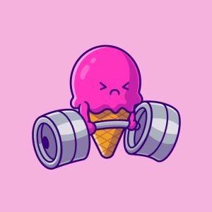 cute ice cream lifting weights