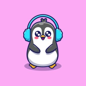 Penguin wearing ear muffs