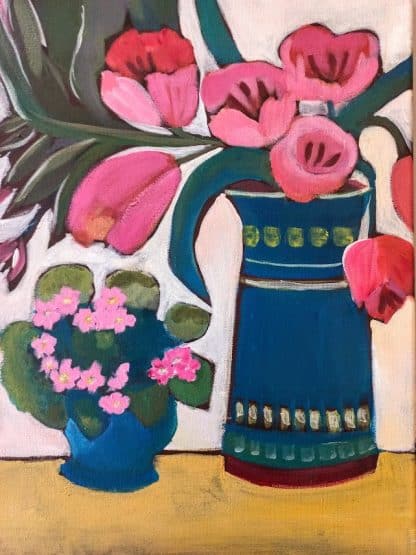 Still life tulips painting acrylics