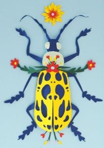 insect sculpture colourful card