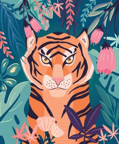 Tiger in the jungle cartoon