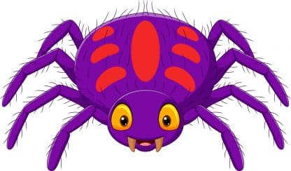 happy purple spider cartoon