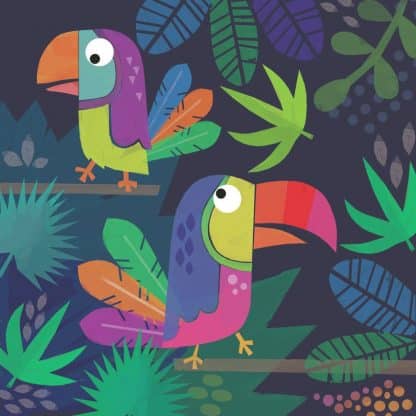 Animal Designs in Pastel, 2 colourful toucans