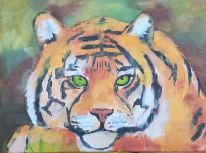 Art smartz, tiger painting in acrylics