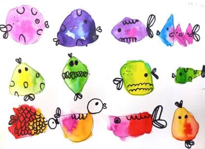 Art just for fun, funny fish ink blobs