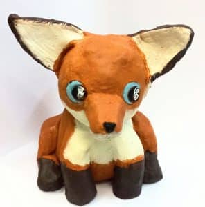 Art Just For Fun Fox clay sculpture